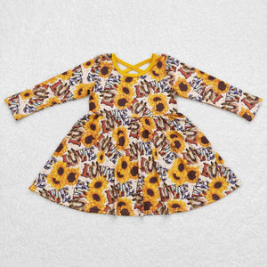 GLD0393 kids clothes girls sunflower winter long sleeve dress-promotion 2025.1.4 $5.5