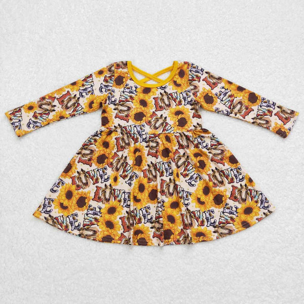 GLD0393 kids clothes girls sunflower winter long sleeve dress-promotion 2025.1.4 $5.5