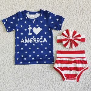 GBO0039 kids clothing july 4th star bummies short sleeve set headwears-promotion 2024.5.25 $5.5