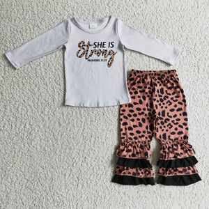 GLP0335 baby girl clothes SHE'S strong leopard winter outfits-promotion 2025.1.4 $5.5