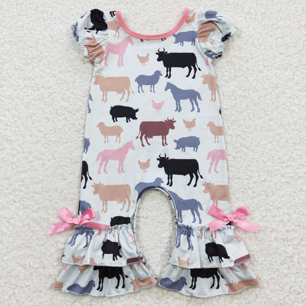 SR0328 baby girl clothes cow summer romper