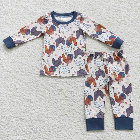 BLP0280 RTS toddler boy clothes chicken farm boy winter pajamas set-promotion 2024.12.21 $5.5