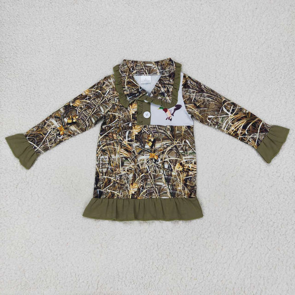 GT0312 toddler girl clothes hunting mallard camo girl winter zipper top