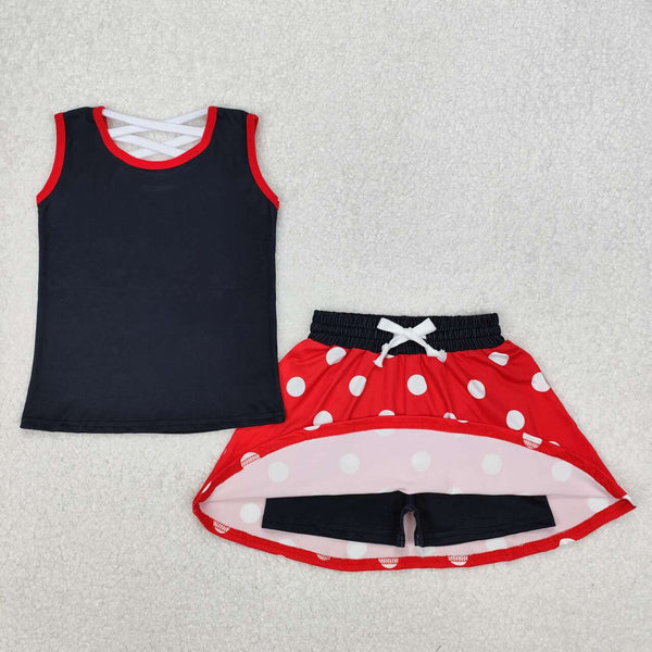 GSD2069 RTS Girl clothes cartoon mouse girl summer short skirt set