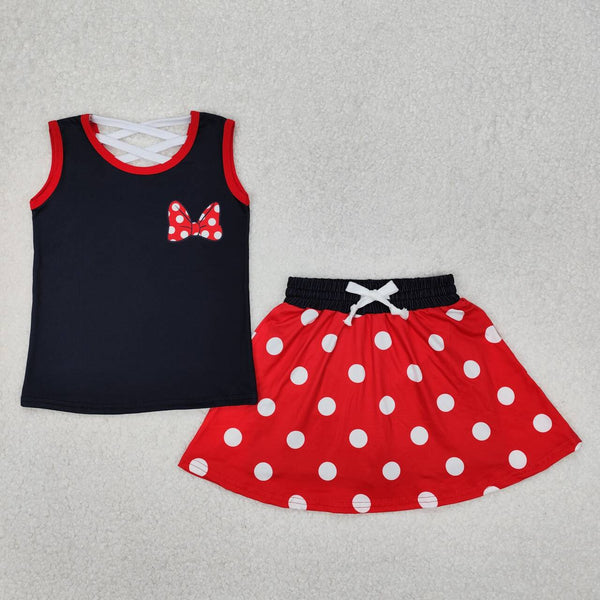 GSD2069 RTS Girl clothes cartoon mouse girl summer short skirt set