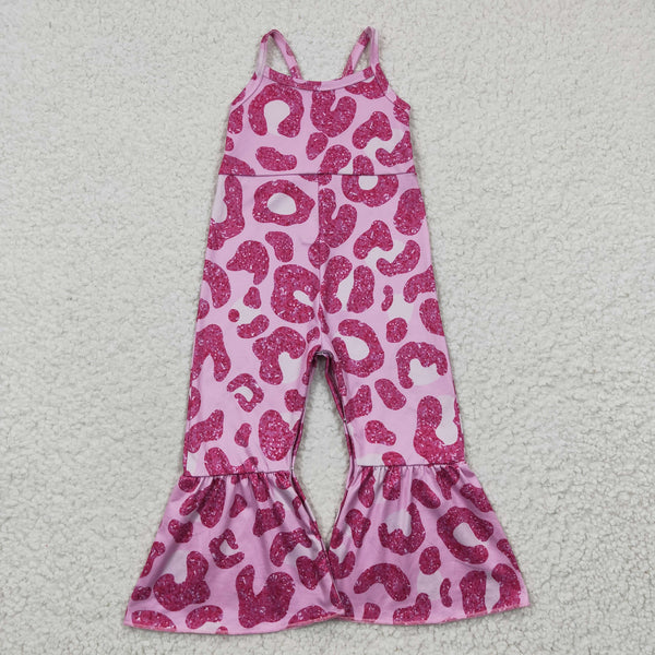 SR0216 kids clothes girls pink leopard summer jumpsuit