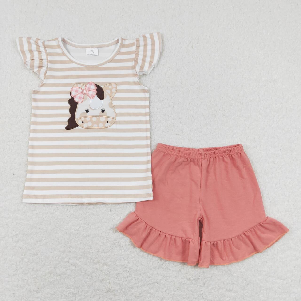 GSSO0423 baby girl clothes cow embroidery girl summer shorts set toddler summer outfit