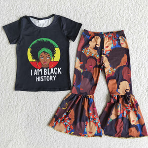 girl clothes i am black history short sleeve fall spring set