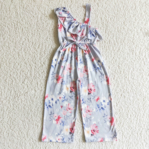 kids clothes summer light purple flower jumpsuit