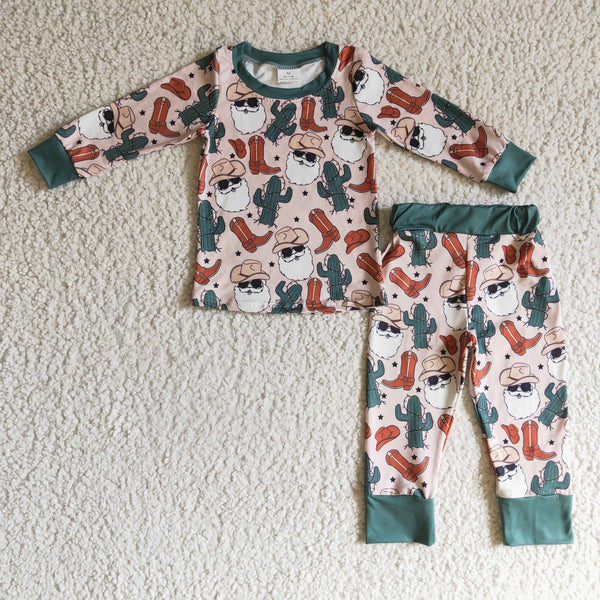 sleepwear green santa claus shoes matching pajamas set
