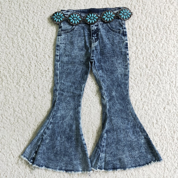 P0008 baby girl clothes blue jeans bell bottom pants