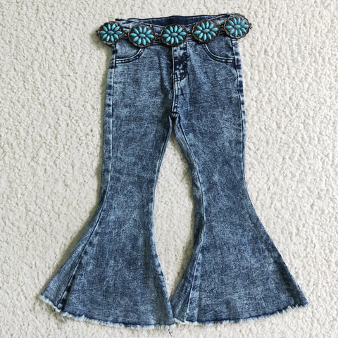 P0008 girl blue denim pants jeans A