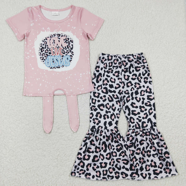 GSPO0518 baby girl clothes bell bottom outfit love like jesus outfit