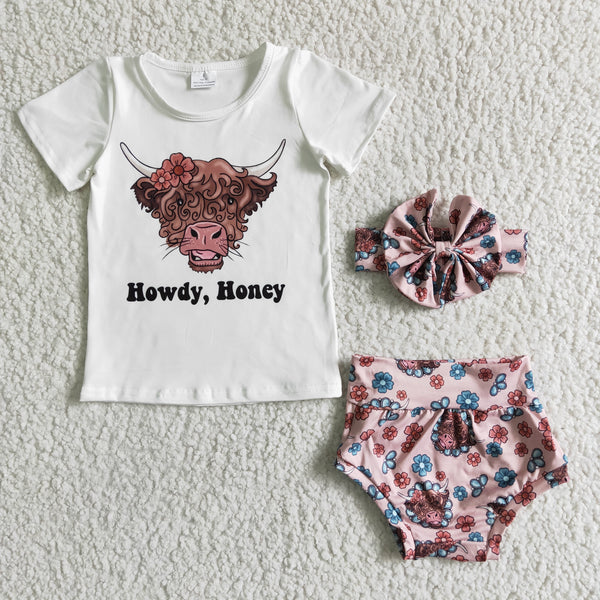 GBO0010 girl clothes summer bummies howdy cow set headwears-promotion 2024.6.15 $5.5