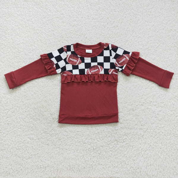 GT0300 baby girl clothes girl brown football top shirt