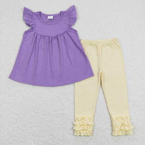 GSPO1322 baby girl clothes pure purple girls fall spring outfit toddler summer outfit