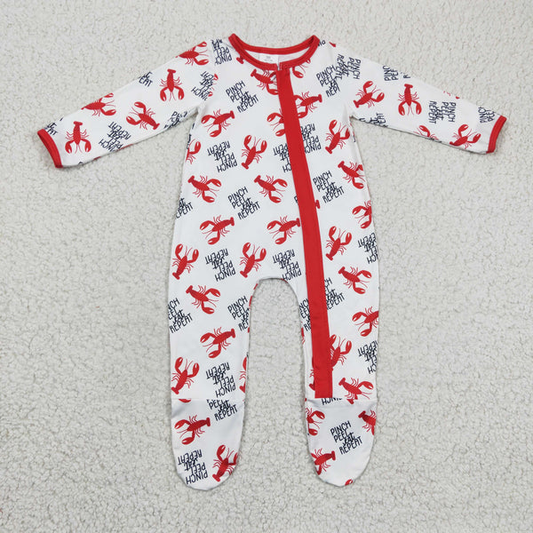 LR0257 baby boy clothes crawfish zipper romper