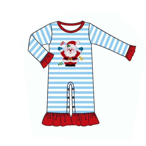 LR0120 santa claus embroidery girl christmas romper