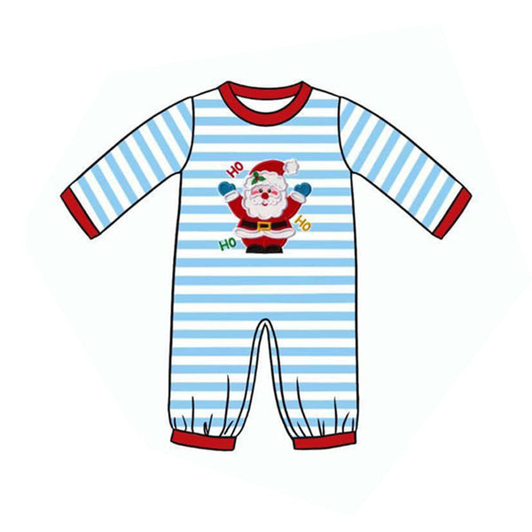 LR0121 baby boy clothes embroidery santa claus christmas romper