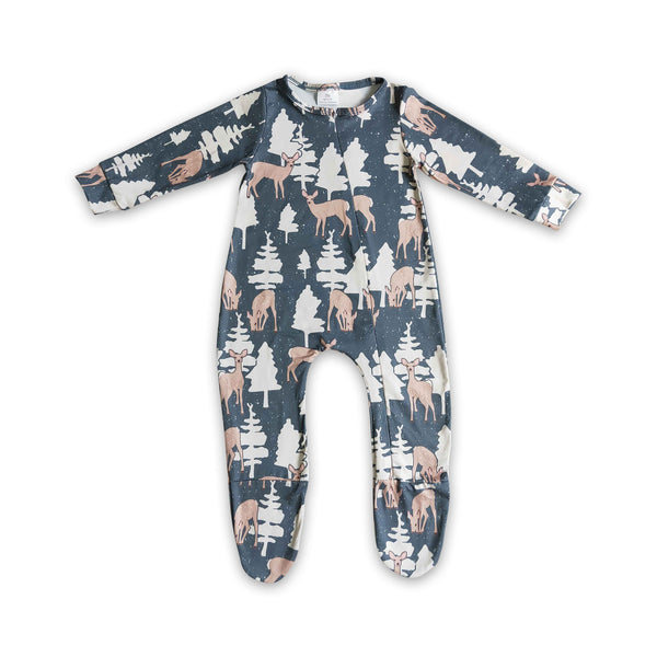 LR0222 baby clothes tree zipper winter romper