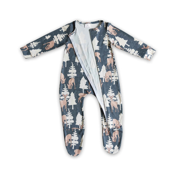 LR0222 baby clothes tree zipper winter romper