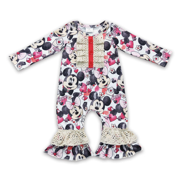 LR0245 baby girl clothes valentines day romper