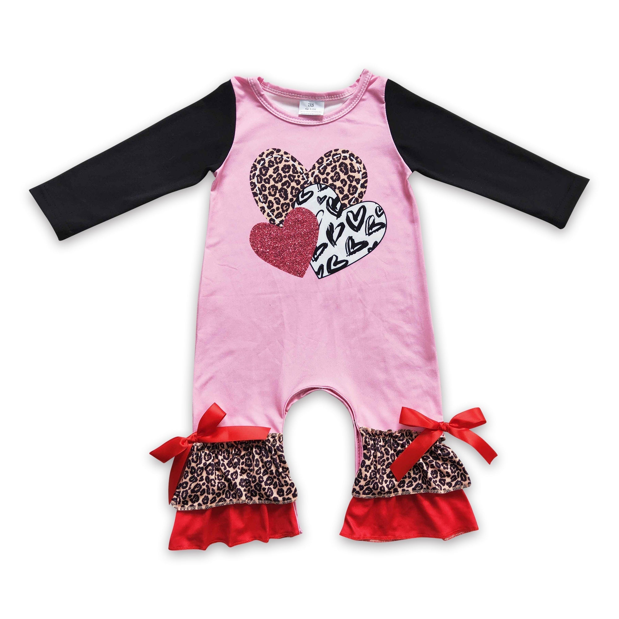 LR0251 baby girl clothes heart valentines day romper