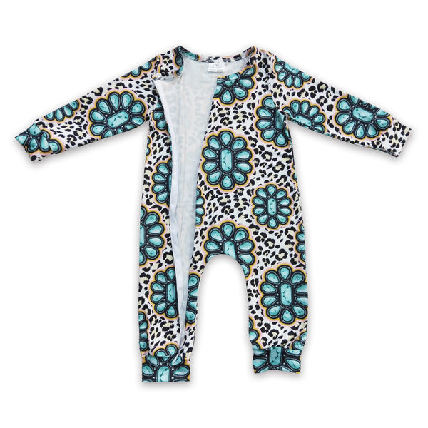LR0254 baby clothes zipper turquoise winter romper