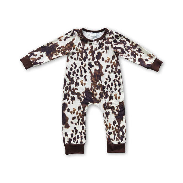 LR0308 baby girl clothes cow print zipper winter romper