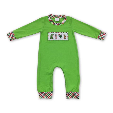 LR0325 baby girl clothes green girl christmas romper