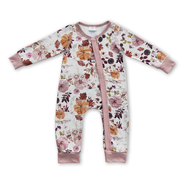 LR0363 baby girl clothes zipper winter romper