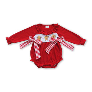 LR0393 RTS baby girl clothes embroidery girl christmas bubble