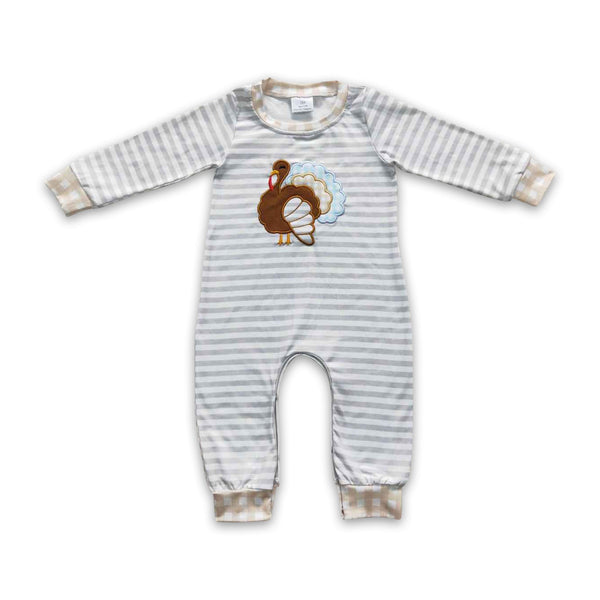 LR0429 RTS baby boy clothes turkey baby thanksgiving romper