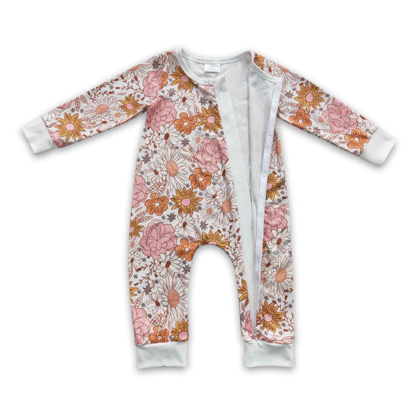 LR0460 baby girl clothes zipper winter romper