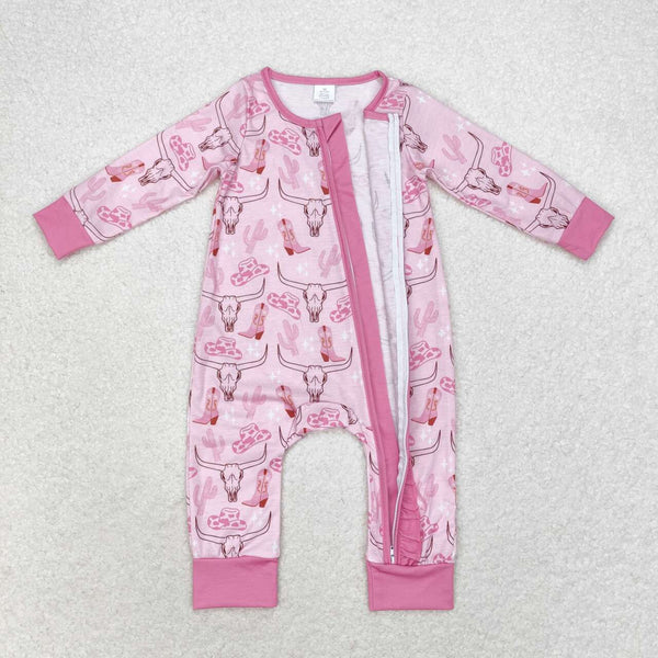 LR0689 RTS baby girl clothes cowboy girl winter romper -Bamboo