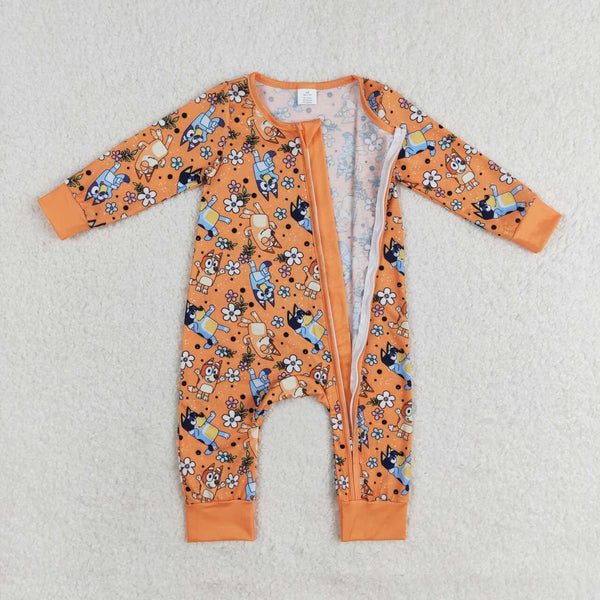 LR0982 RTS baby girl clothes cartoon dog toddler girl winter romper -Bamboo