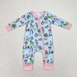 LR0987 RTS baby girl clothes cartoon toddler girl winter romper Bamboo