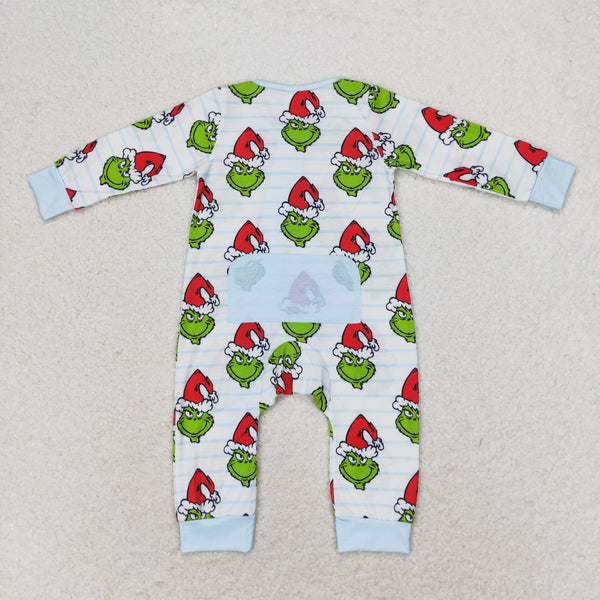 LR1002 RTS baby clothes boy christmas romper bamboo clothes zipper romper