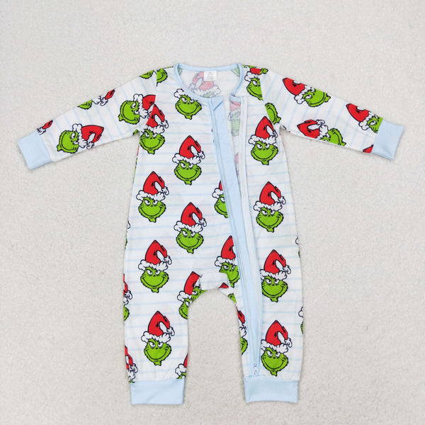 LR1002 RTS baby clothes boy christmas romper bamboo clothes zipper romper