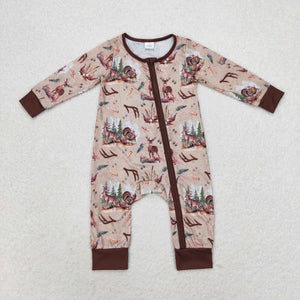 LR1014 RTS baby boy clothes hunting elk toddler boy winter romper Bamboo