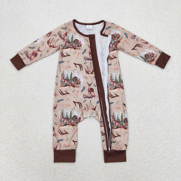 LR1014 RTS baby boy clothes hunting elk toddler boy winter romper Bamboo