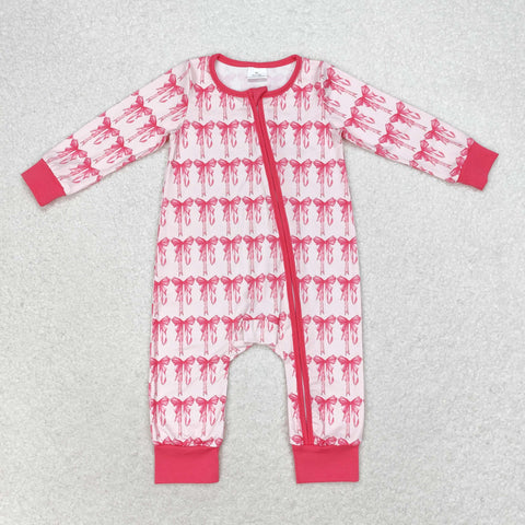 LR1035 RTS baby girl clothes bow tie toddler girl winter romper