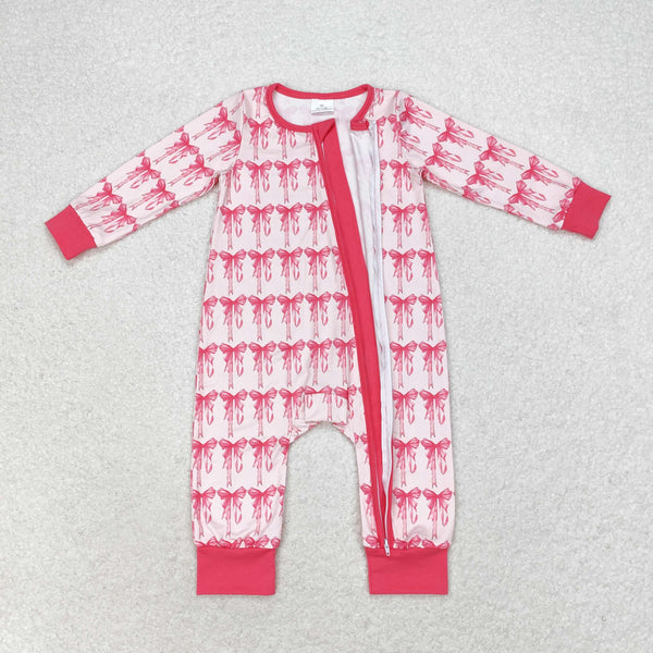 LR1035 RTS baby girl clothes bow tie toddler girl winter romper