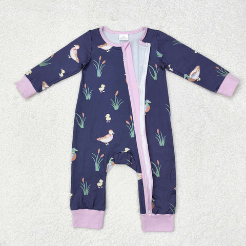 LR1036 RTS baby girl clothes mallard duck toddler girl winter romper