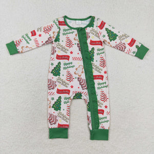 LR1056 RTS baby girl clothes xmas tree toddler girl christmas winter romper -BAMBOO