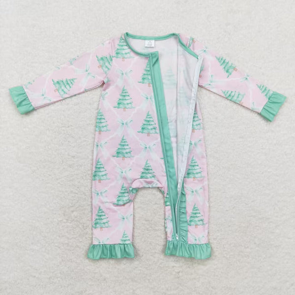 LR1073 RTS baby girl clothes xmas tree  toddler girl christmas winter romper-Bamboo