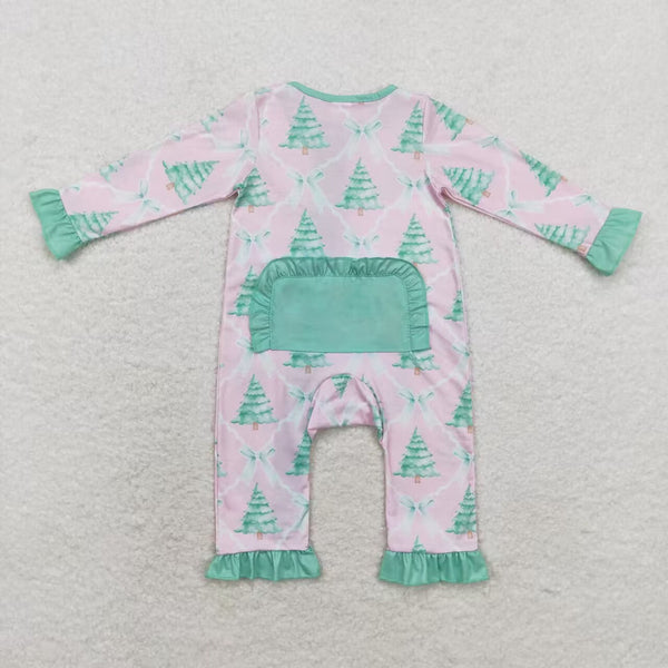 LR1073 RTS baby girl clothes xmas tree  toddler girl christmas winter romper-Bamboo