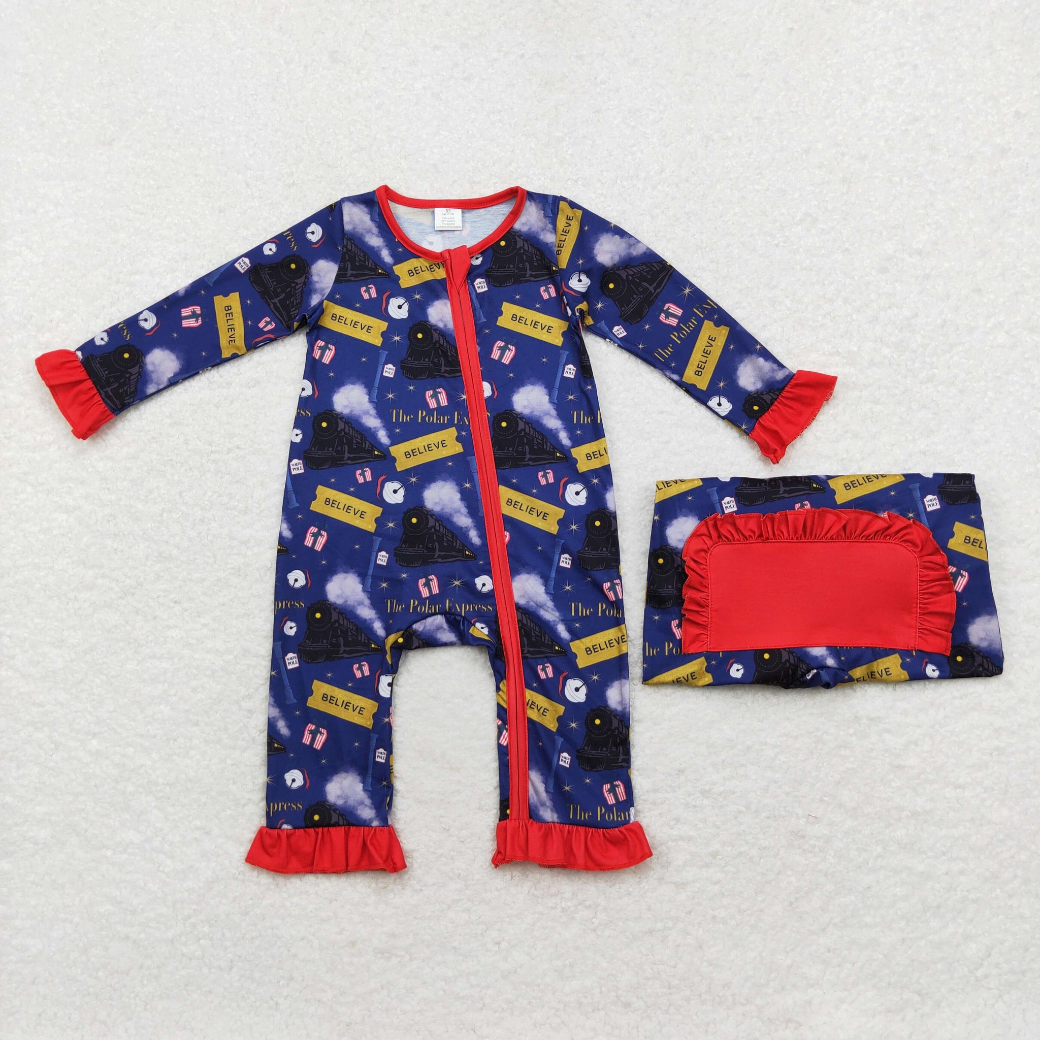 LR1132 RTS baby girl clothes believe girl winter romper  Bamboo christmas clothes