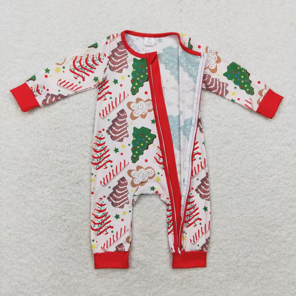 LR1150 RTS baby boy clothes tree zipper boy christmas romper Bamboo