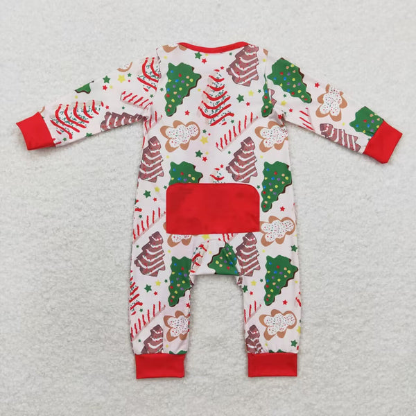 LR1150 RTS baby boy clothes tree zipper boy christmas romper Bamboo